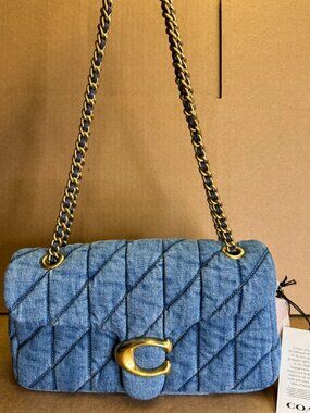 Coach Quilted Tabby 26 Medium Denim Shoulder Bag